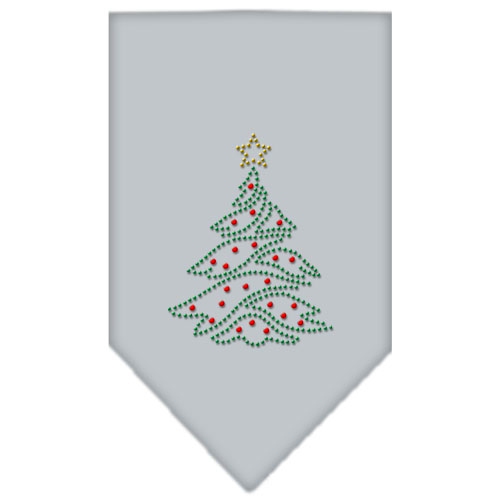 Christmas Tree Rhinestone Bandana Grey Large